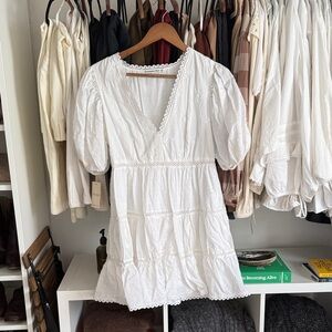 Abercrombie & Fitch White Lace Trim V-Neck Dress